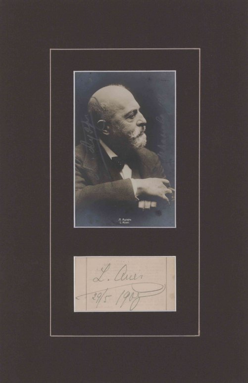 Auer, Leopold - Ensemble with portrait and signature