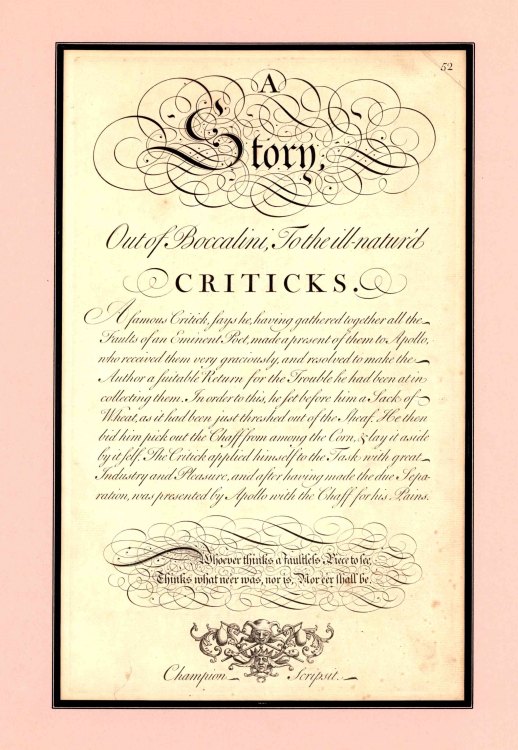 CRITICISM - SATIRICAL STORY - <i>A Story, Out of Boccalini, To the