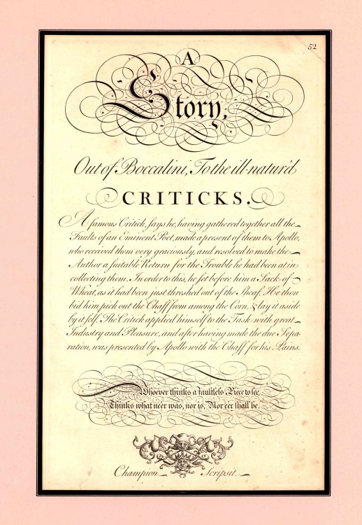 CRITICISM - SATIRICAL STORY - <i>A Story, Out of Boccalini, To the