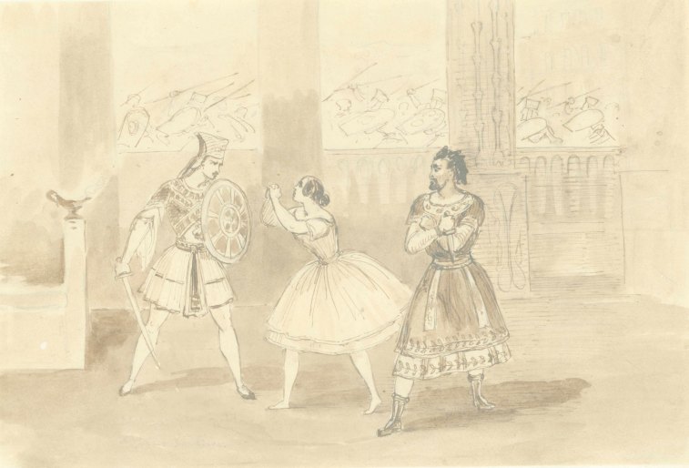 Donizetti, Gaetano - Original Drawing by Donizetti.
