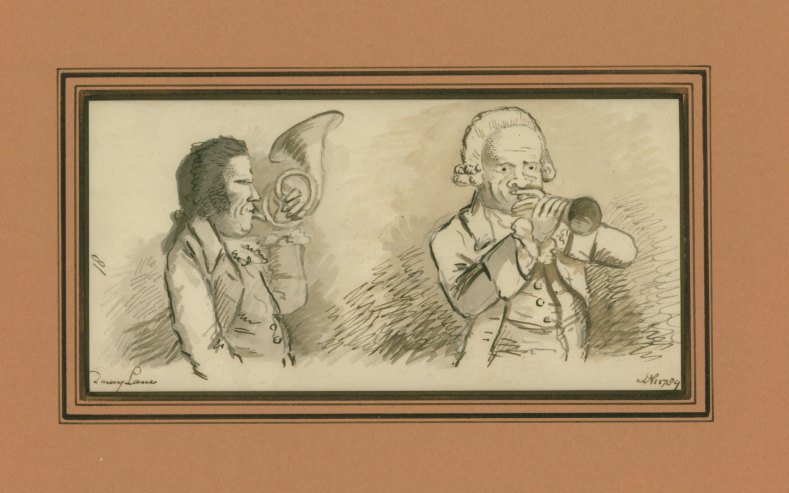 Nixon, John - Original Caricature of Two Horn Players.