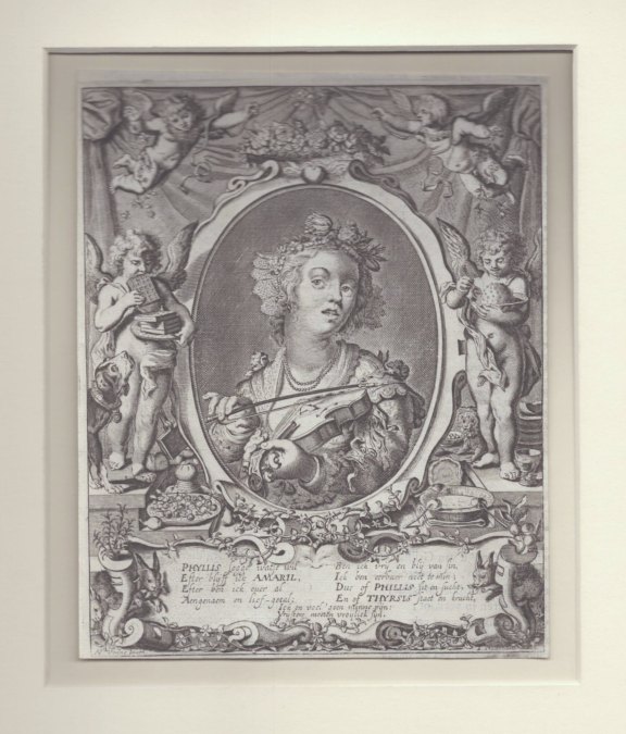 PHYLLIS WITH VIOLIN - Engraving.