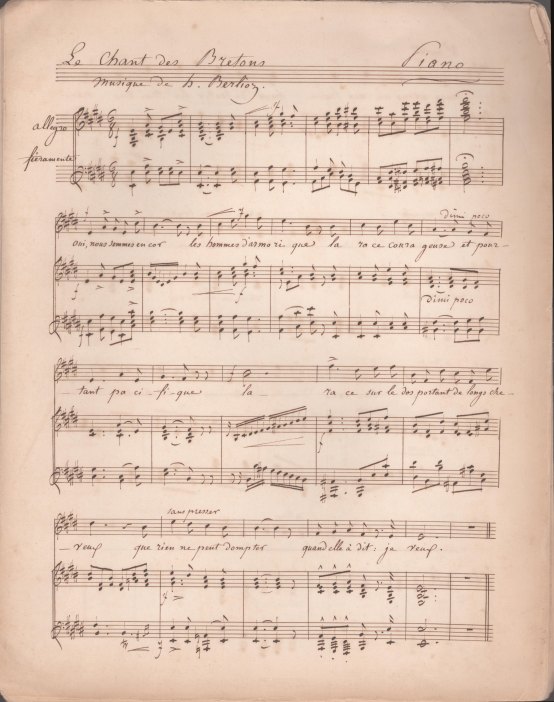 Berlioz, Hector - Copyist Manuscript of Le Chant des Bretons.