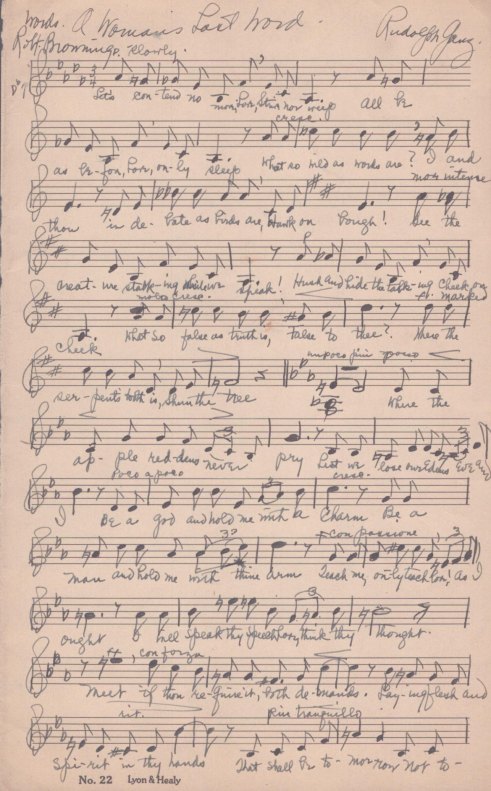 Ganz, Rudolph - Autograph Manuscript of a Song: "A Woman's Last Word"