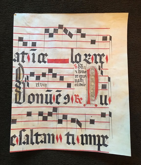 Manuscript Leaf Fragment With Illustrated "P" - (6927)