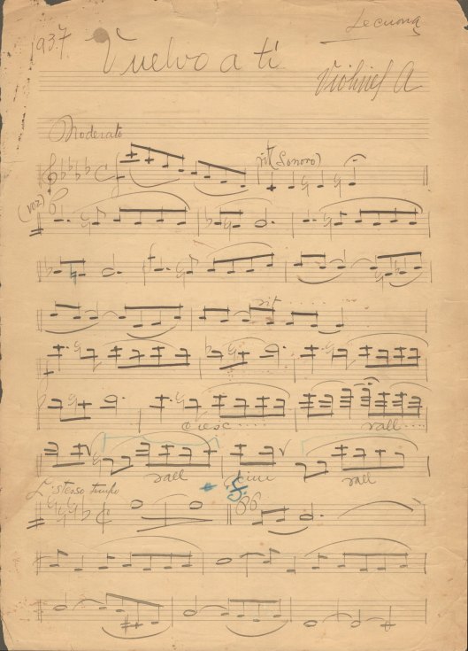 Lecuona, Ernesto - Manuscript of Vuelvo a ti.