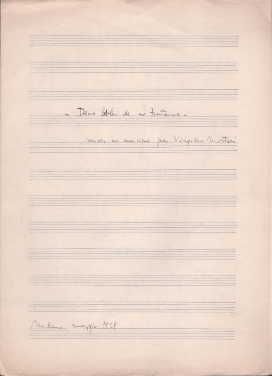 Mortari, Virgilio - Autograph Manuscript Signed: <i>Deux fables de la