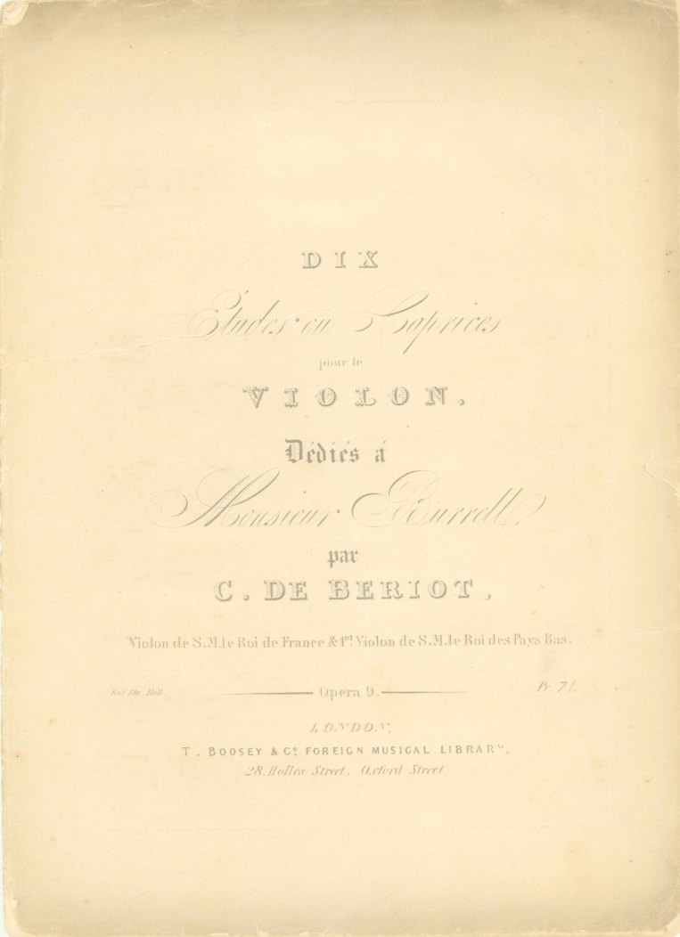 Bériot, Charles De - Dix Études ou Caprices pour le Violon. Op. 9
