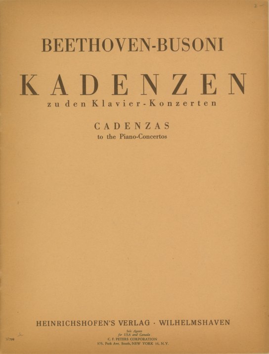 Beethoven, Ludwig van - Beethoven-Busoni Kadenzen zu den