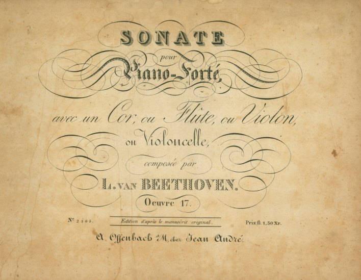 Beethoven, Ludwig van - Sonate pour Piano-Forte, avec un Cor, ou Flute,
