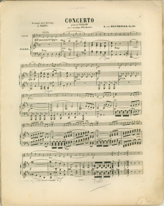 Beethoven, Ludwig van - Violin Concerto, Op. 61, arranged, Concerto