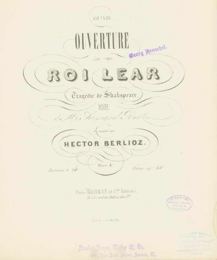 Berlioz, Hector - King Lear Overture, Op. 4. / Roman Carnival Overture,