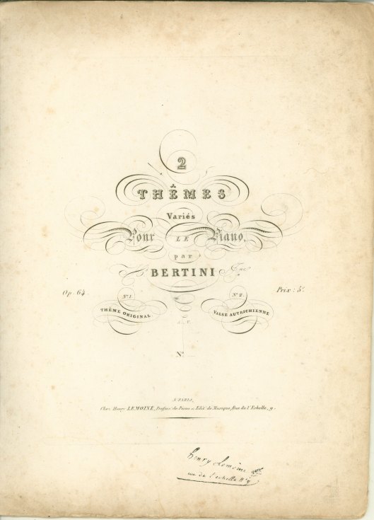 Bertini, Henri - 2 Thêmes variés pour le piano, op. 64, no. 1