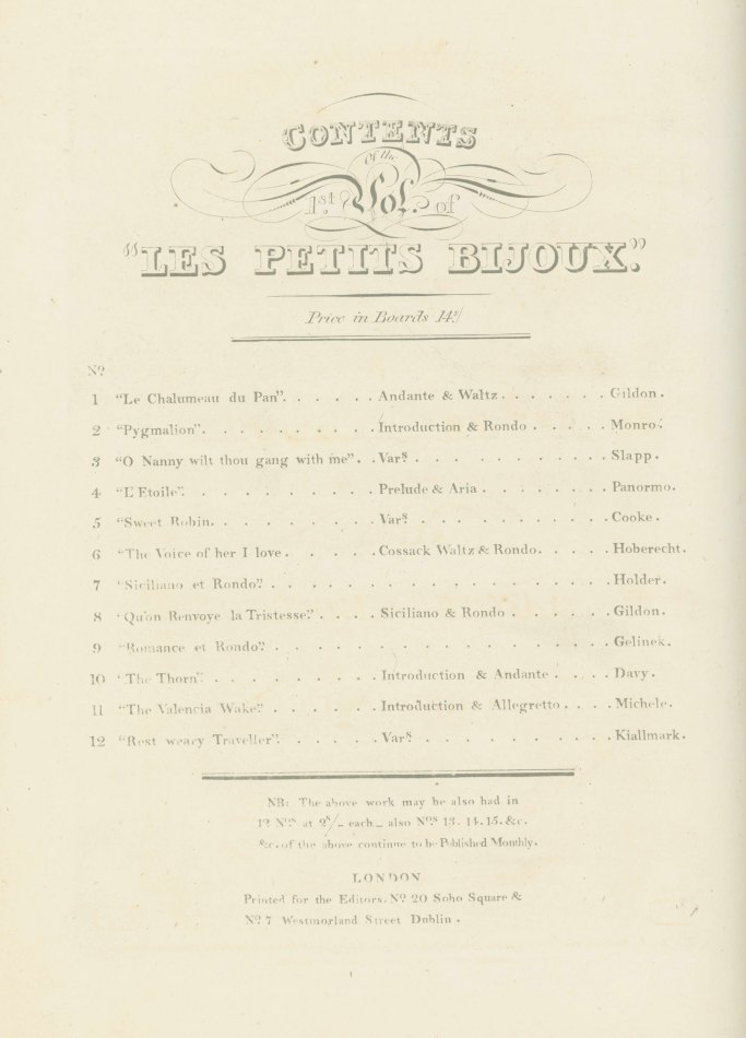 Piano - Les Petits Bijoux - Les Petit Bijoux, Consisting Of Favorite Airs, Arranged As Rondos... - (7331)