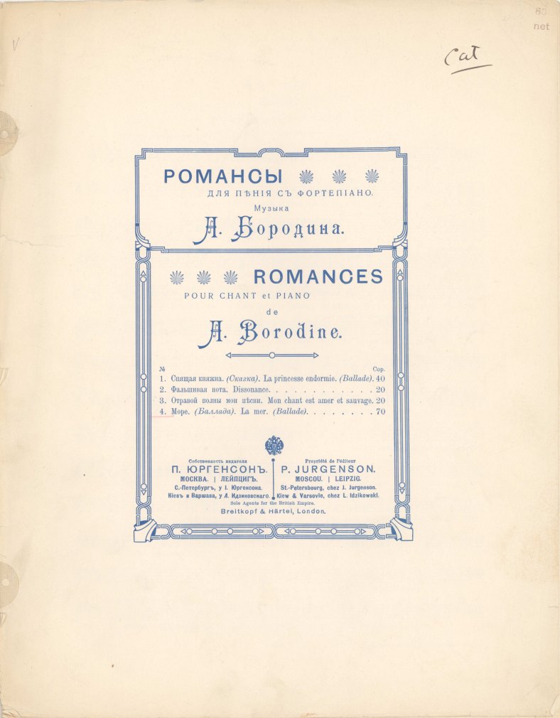 Borodin, Alexander - Romances pour Chant et Piano: 4. La Mer.