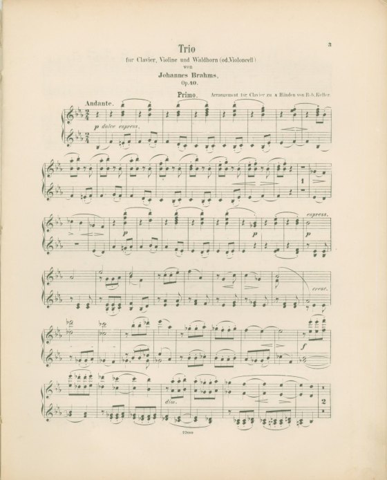 Brahms, Johannes - Trio für Clavier, Violine, und Waldhorn, Op. 40.