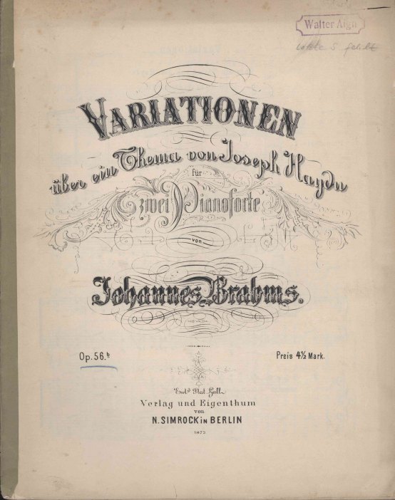 Brahms, Johannes - Variationen uber ein Thema von Joseph Haydn fur Zwei