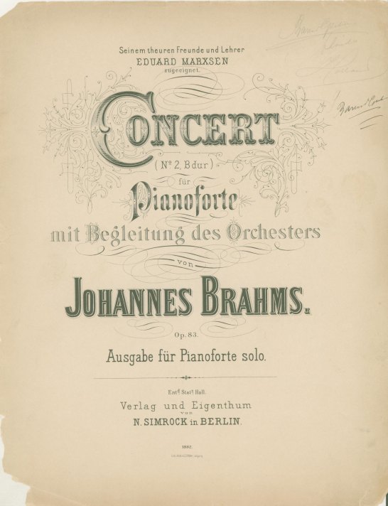 Brahms, Johannes - Concert (No. 2, B dur) für Pianoforte mit