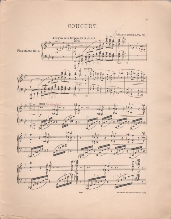 Brahms, Johannes - Concert (No. 2, B dur) für Pianoforte mit