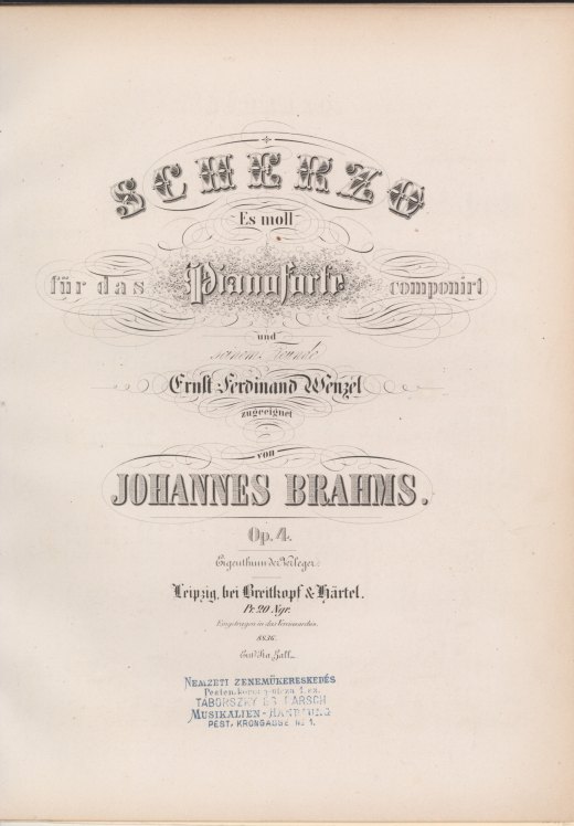 Brahms, Johannes - Scherzo in Es moll für das Pianoforte, op. 4.