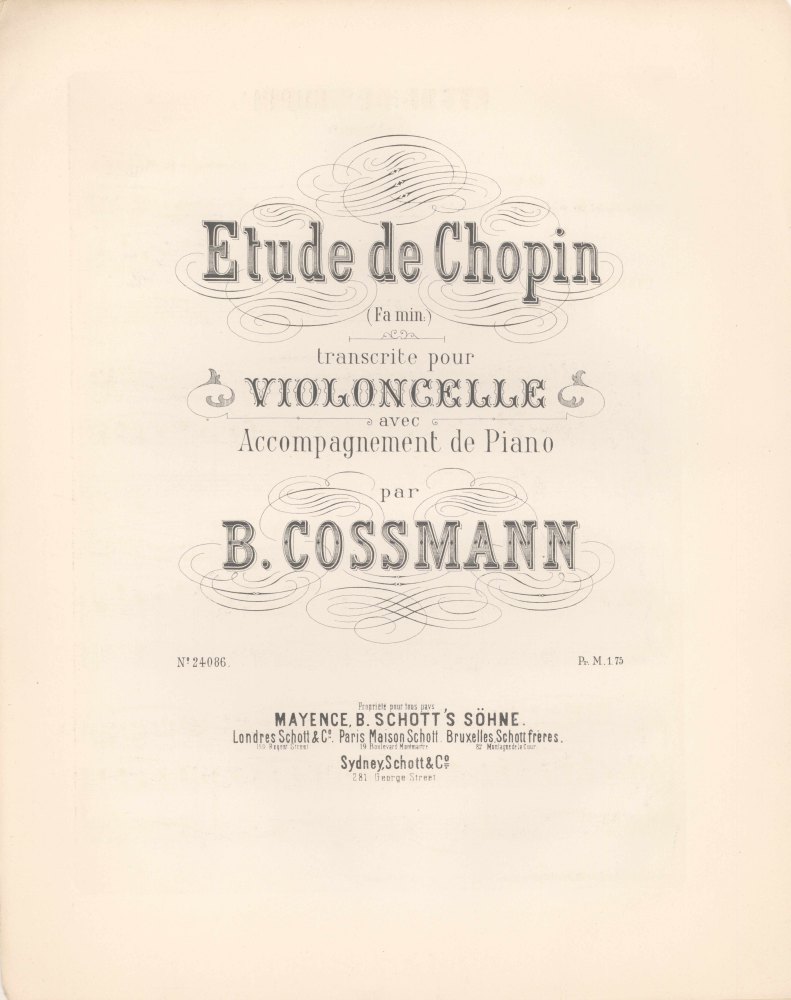 Chopin, Fréderic - Etude de Chopin (Fa min.) transcrite pour