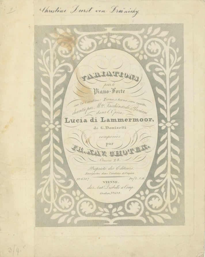 Chotek, Franz Xaver - Variations pour le Piano-Forte sur la Cavatine: