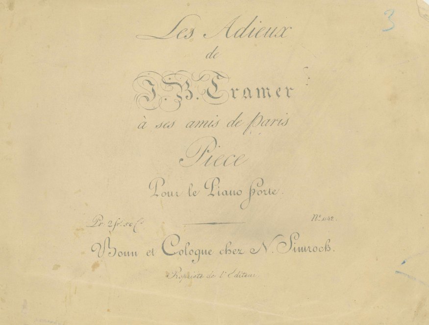 Cramer, J.B. - Les Adieux de J. B. Cramer à ses amis de Paris. Piece