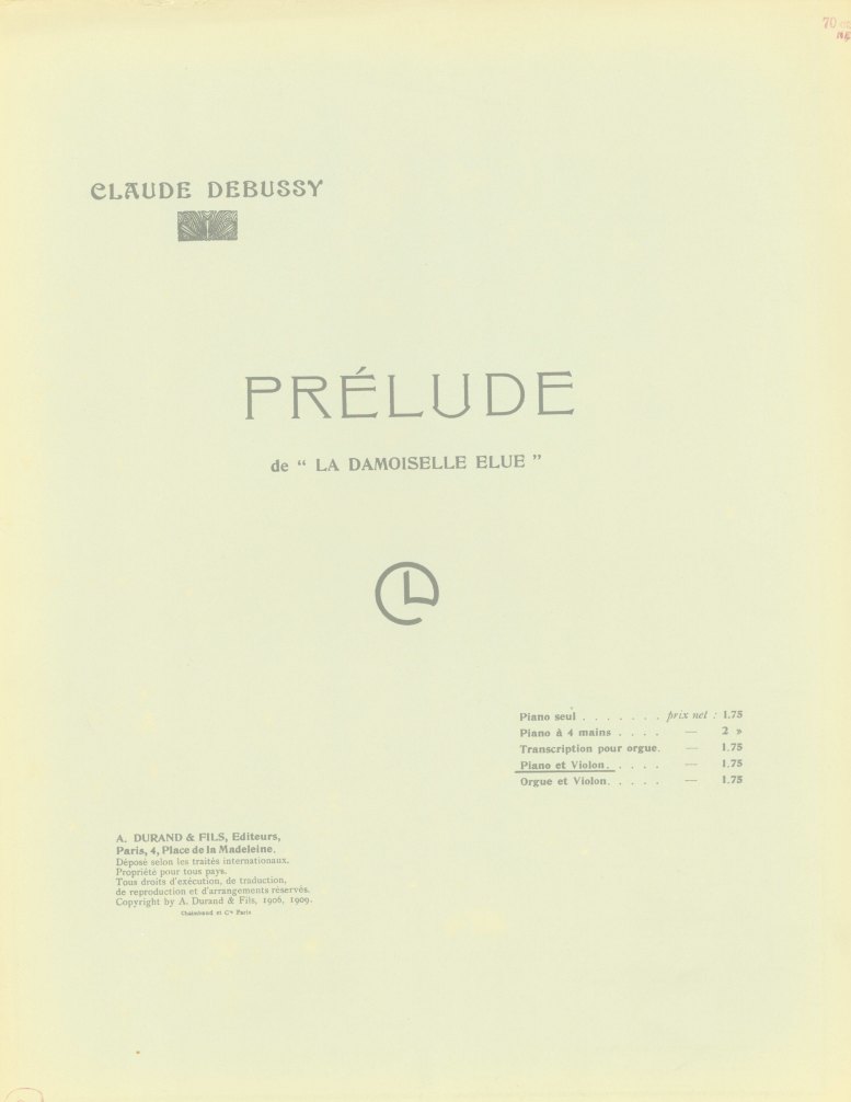 Debussy, Claude - Prélude de 'La Damoiselle Elue.' Transcription pour