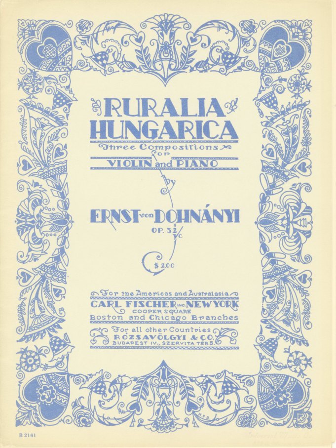 Dohnanyi, E. Von - Ruralia Hungarica. Three Compositions for Violin and