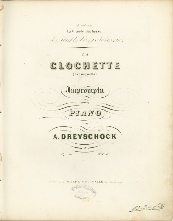 Dreyschock, Alexander - La Campanella / La Clochette. Impromptu for