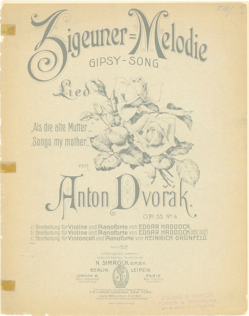 Dvorak, Antonín - Op. 55, No. 4, Bearbeitung für Violoncell und