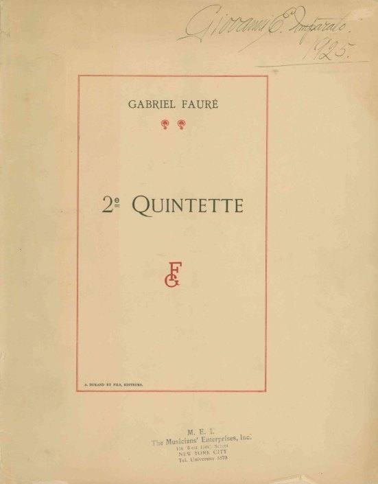Fauré, Gabriel - Deuxième Quintette pour deux Violons, Alto,