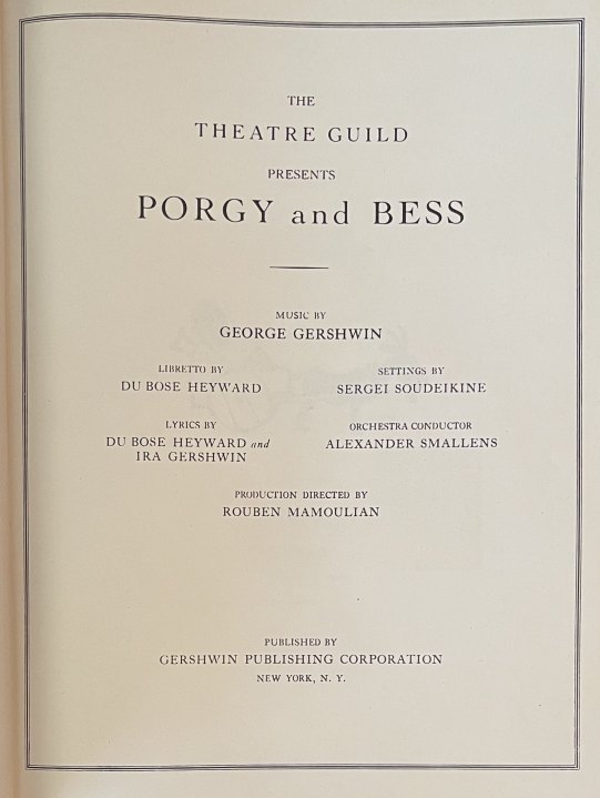 Gershwin, George - Porgy and Bess. [Piano/vocal Score].