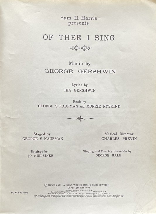Gershwin, George - Of Thee I Sing.