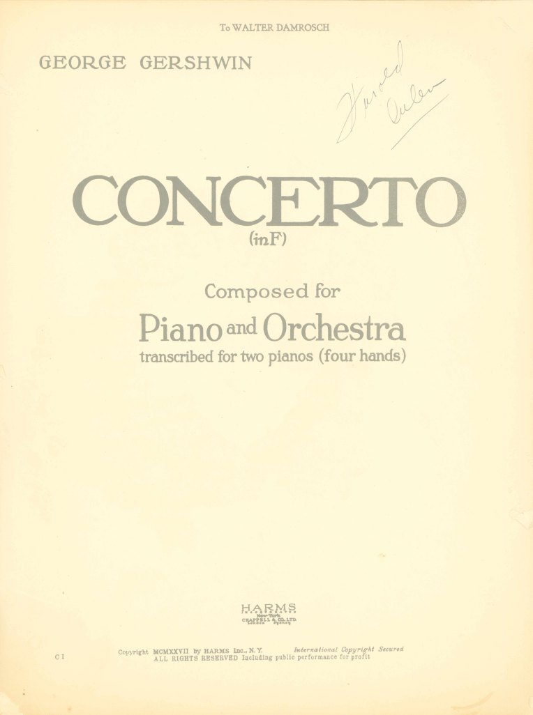 ARLEN - SIGNED GERSHWIN SCORE - Gershwin, George - Concerto (in F).