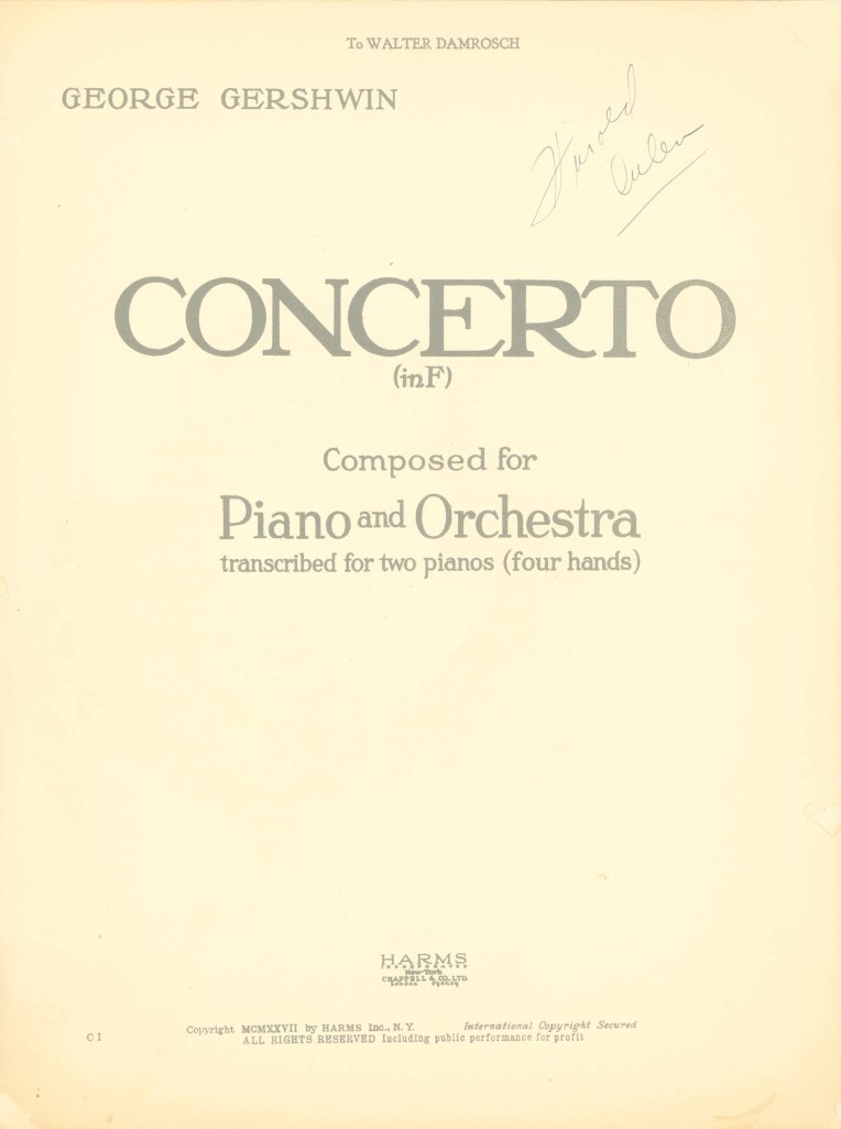 GERSHWIN PIANO CONCERTO IN F SIGNED BY ARLEN - Gershwin, George -