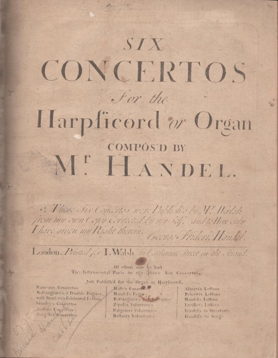 Handel, George Frideric - Six Concertos For the Harpsicord or Organ :