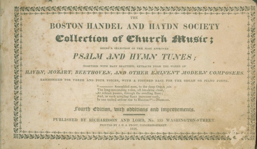 CHURCH MUSIC - EARLY AMERICAN EDITION - The Boston Handel and Haydn