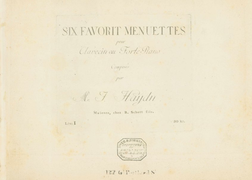 Haydn, Franz Joseph - Six Favorit Menuettes pour Clavecin ou Forte