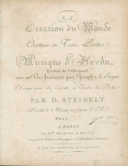 Haydn, Franz Joseph - La Creation du Monde. Oratorio in Trois Partie.
