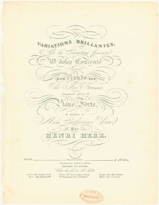 Herz, Henri - Variations Brillantes, Sur la Cavatine favorite "O dolce