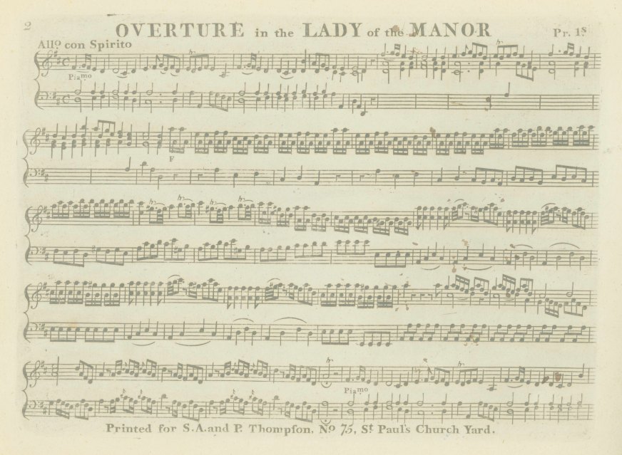 Hook, James - Overture in the Lady of the Manor [for piano]