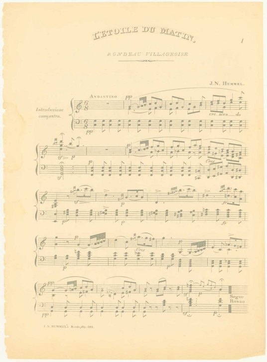 Hummel, Johann N. - L'Etoile du Matin, Rondeau Villageoise. Op. 122.