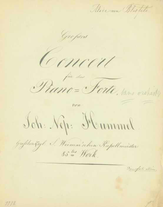 Hummel, Johann N. - Grosses Concert für das Piano-Forte. Op. 85.