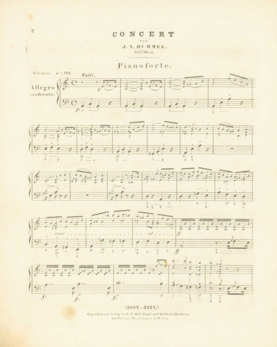 Hummel, Johann N. - Grosses Concert für das Piano-Forte. Op. 85.