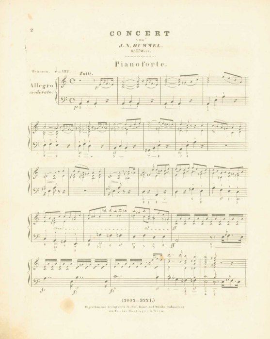 Hummel, Johann N. - Grosses Concert für das Piano-Forte. Op. 85.