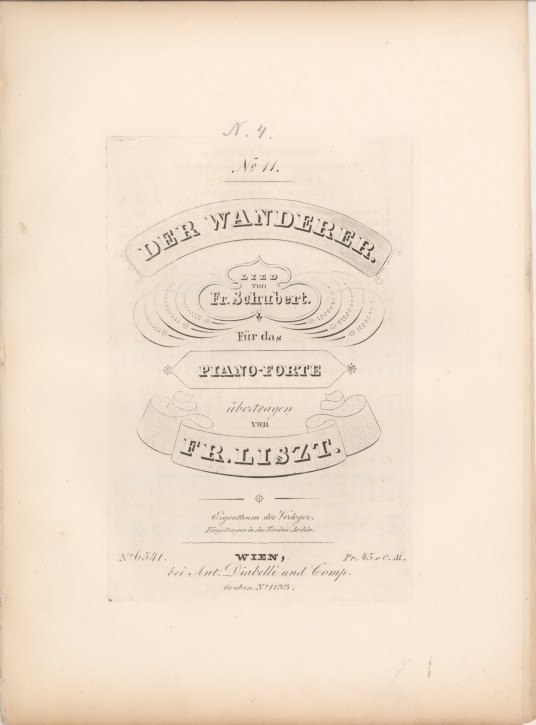 Liszt, Franz - Der Wanderer. Lied von Fr. Schubert. Für das Pianoforte