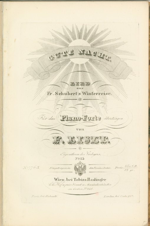 Liszt, Franz - Gute Nacht. Lied aus Fr. Schubert's Winterreise für das