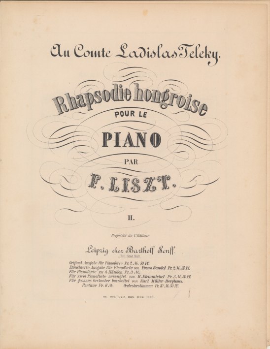 Liszt, Franz - Rhapsodie hongroise pour le Piano par F. Liszt. II