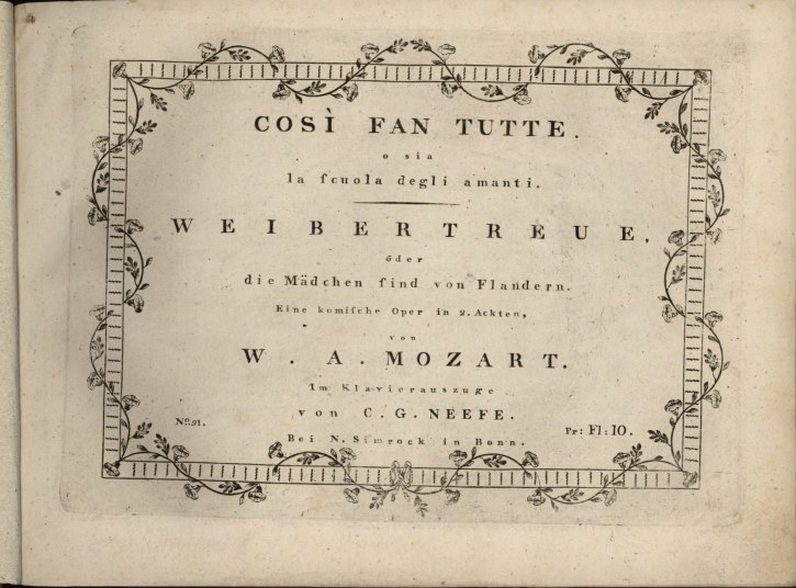 Mozart, W.A. - Così fan tutte, K588, "Così fan tutte, o sia la scuola